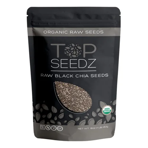 Miniatura 2 de Top Seedz Semillas de chía negra crudas orgánicas certificadas por la USDA, frescas y sin sal, semillas de chía negra, sustituto de huevo, sin