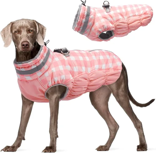 Miniatura 39 de FUAMEY - Chaqueta de invierno para perro, chaleco acolchado con arnés, ropa cálida para mascotas, abrigo con cremallera, impermeable, para perros