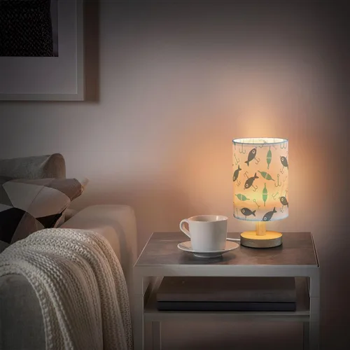 Miniatura 6 de Fishing Fish Small Desk Lamp for Bedroom Nightstand Bedside Lamps with USB Table Lamp with Fabric Night Light for Living Room