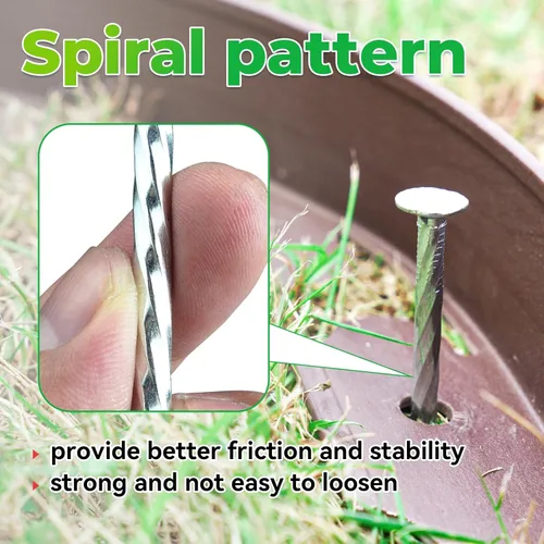 Miniatura 3 de Estacas de jardín galvanizadas de 6.3 pulgadas (paquete de 150) estacas de césped de metal en espiral para césped artificial, bordes