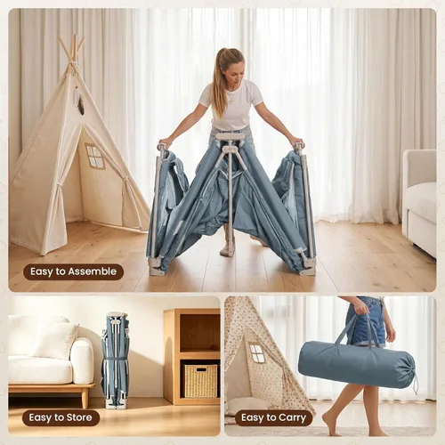 Miniatura 5 de Corralito plegable para bebés, corralito plegable de 50 x 50 pulgadas para bebés y niños pequeños, corralito de juegos para interiores y exteriores