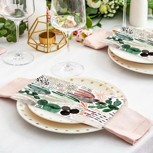 Miniatura 4 de 100 servilletas de cactus para invitados, servilletas de papel desechables de verano, acuarela, plantas, cena, toalla de mano para el hogar, cocina