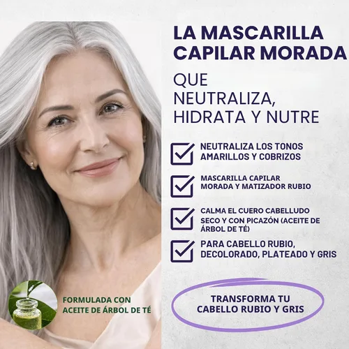 Miniatura 2 de KESMEDIK Máscara para el cabello morado de árbol de té, fórmula plateada pura para tonos amarillos cobrizos, acondicionador profundo con árbol de té