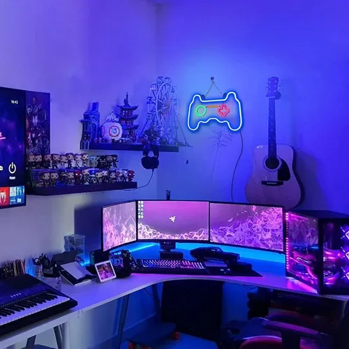 Miniatura 8 de Letreros de Neón LED Regulables Decoraciones de Pared Para Sala de Estar Dormitorio Luces en Forma de Controlador de Gamepad Accesorios