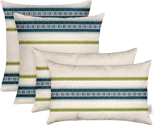 Miniatura 24 de RSH DECOR: Sunbrella Lumbar & Square Pillows Set of 4 20" x 12" & 17" x 17" Water & Fade-Resistant Fabric Outdoor Throw Pillows for Patio