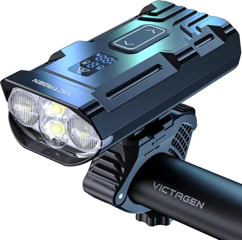 Victagen Luces de bicicleta de 9000 lúmenes, faros de bicicleta de luces altas y bajas, luces de bicicleta súper brillantes, luces de bicicleta MTB