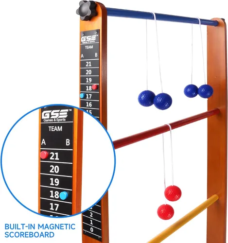 Miniatura 3 de GSE Games & Sports Expert Juego de escalera de madera maciza prémium con bolas de escalera y estuche de transporte para patio trasero al aire libre