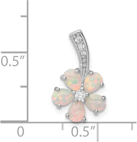 Miniatura 2 de Colgante de plata de ley 925 con diseño de flor de ópalo de 0.748in