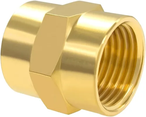 Miniatura 6 de Hooshing 2 unids 1/2 "x 1/2" NPT acoplador hembra de latón sólido hexagonal pezón acoplamiento de tubería