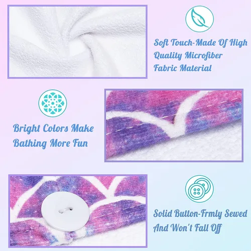 Miniatura 2 de Toalla de microfibra para el cabello para niños y niñas, paquete de 2 unidades de secado de turbante para mujeres, juego de toalla absorbente