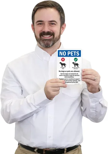 Miniatura 7 de SmartSign Paquete de 4 etiquetas adhesivas de animales de apoyo emocional de 7 x 5 pulgadas con símbolos de perro, poliéster laminado de 5 mil