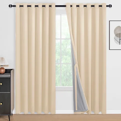 Miniatura 67 de DWCN Cortinas 100% opacas de 84 pulgadas de largo para dormitorio con forro negro, paneles de cortina de ventana de doble capa con aislamiento Azul