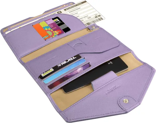 Miniatura 86 de Zoppen - Billetera de viaje con bloqueo RFID multiusos (Ver.4) Portatarjetas de pasaporte y vacunas, organizador de documentos de tres pliegues