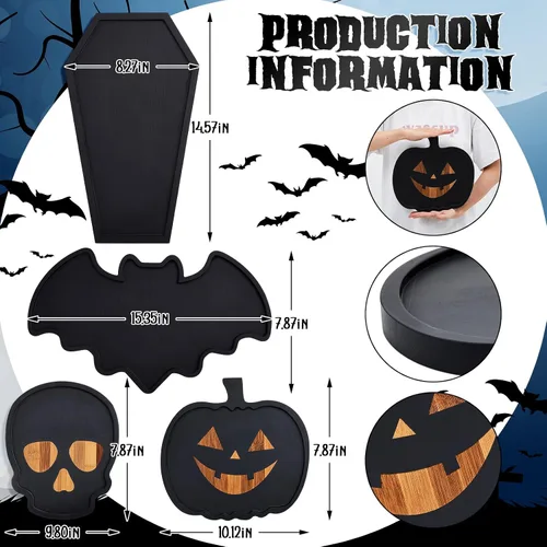 Miniatura 2 de Liliful Tablas de madera de calabaza de Halloween, tabla de queso de bambú, plato de charcutería y bandeja para servir para fiestas, bandeja