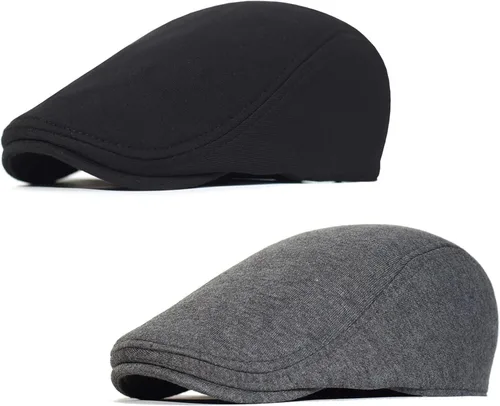Miniatura 10 de 2 Piezas Gorra Plana de Newsboy para Hombre y Mujer, Boina, Gorra de Ivy, Irlandesa, Gatsby, para Conducir, de Taxista