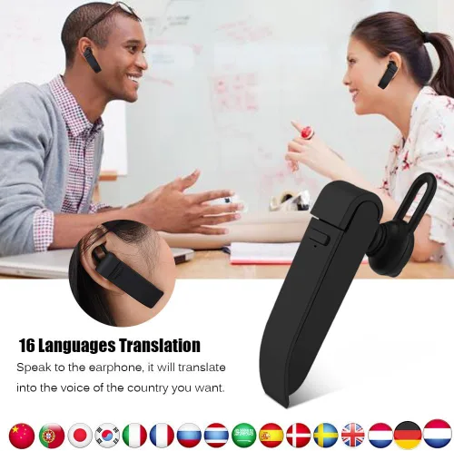 Miniatura 6 de Traductor de varios idiomas Bluetooth Auricular portátil de negocios 16 idiomas Traducción auricular - Negro