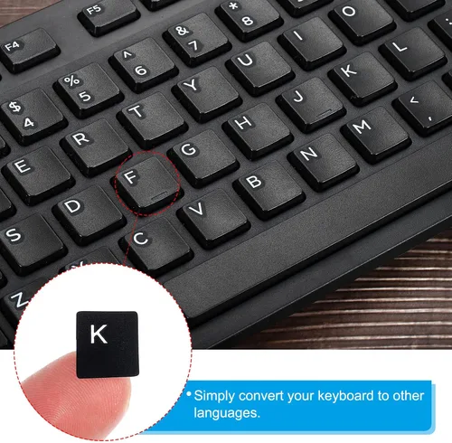 Miniatura 5 de PATIKIL Adhesivos alemanes para teclado, paquete de 4 fundas universales de repuesto para teclado liso para computadora de escritorio, fondo negro