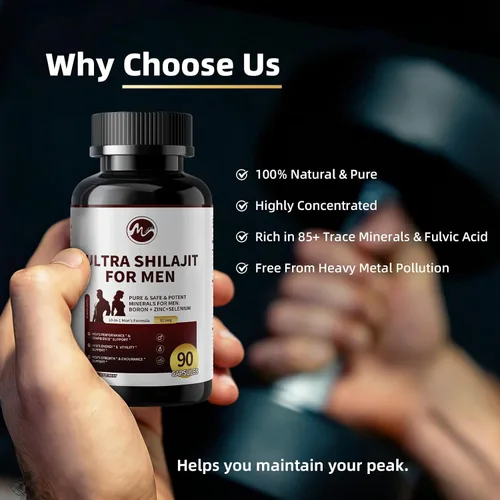 Miniatura 5 de Shilajit para hombres, refuerzo de prueba 10 en 1 para hombres – Potenciador de resistencia, vitalidad y fuerza, suplemento de mejora masculina