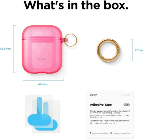 Miniatura 8 de Elago - Funda con llavero para audífonos AirPods 1 y 2 de Apple Rosado neón
