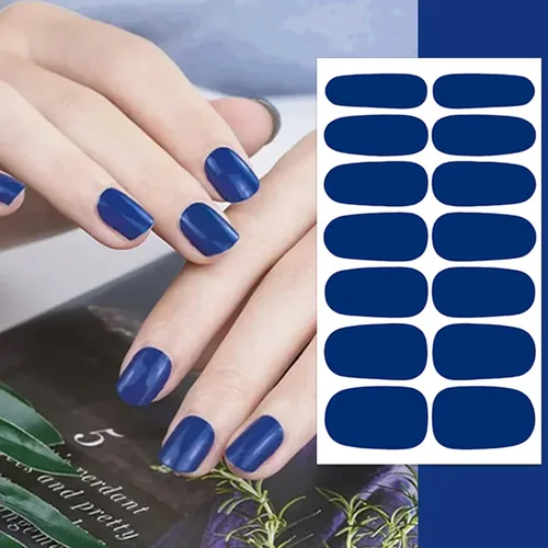 Miniatura 4 de 20 hojas de 280 piezas de tiras de esmalte de uñas azules para mujeres y niñas, calcomanías de uñas completas, calcomanías de esmalte de uñas