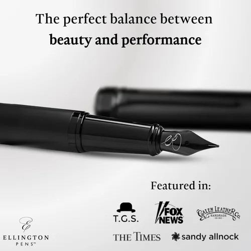 Miniatura 2 de Ellington Pens Juego de pluma estilográfica de lujo, punta fina y suave, incluye 3 cartuchos de tinta, convertidor de tinta recargable, caja de El