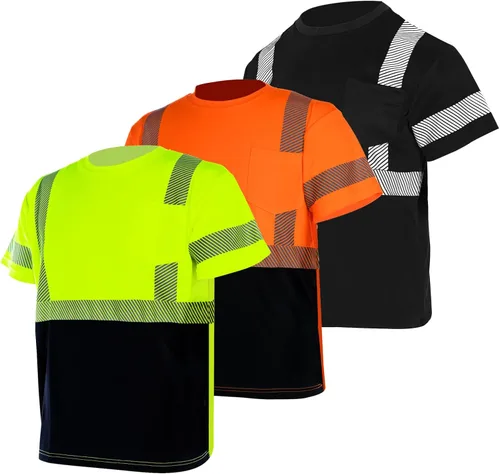 Miniatura 9 de VENDACE 3 piezas de seguridad camisetas reflectantes clase 3 alta visibilidad Hi Vis manga corta construcción trabajo camisas para hombres azul