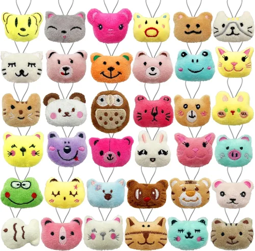 Miniatura 7 de XIPEGPA 36 llaveros pequeños de animales de peluche para bolsas de regalos, regalos de fiesta, premios de aula y relleno de cesta de Pascua