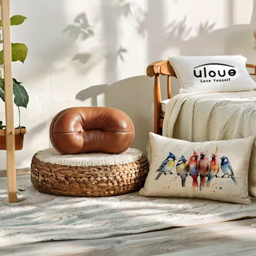 Miniatura 7 de ULOVE LOVE YOURSELF Fundas de almohada decorativas con diseño de pájaros en acuarela, bonitos pájaros, funda de cojín para descansar en alambre