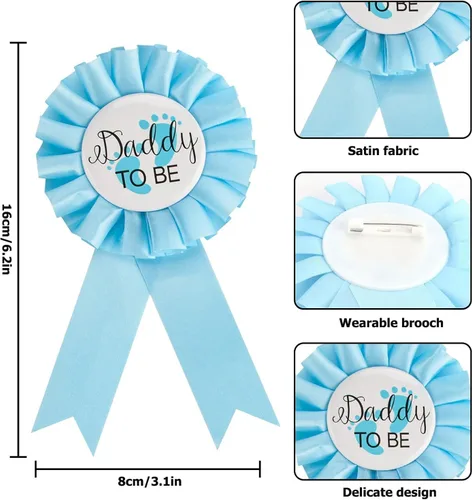 Miniatura 6 de 3 paquetes de decoraciones para baby shower, banda de futura mamá, insignia de papá y futura mamá, botón de pin para baby shower, celebración