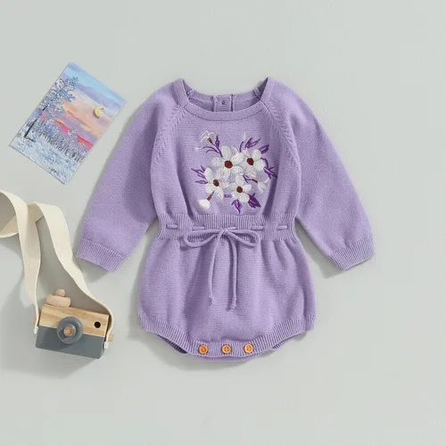 Miniatura 9 de ZAXARRA Suéter de bebé niña mameluco suéter de punto bordado flor sudadera mameluco ropa de otoño infantil
