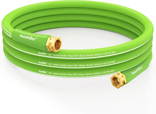 Miniatura 10 de RAINPOINT Leader - Manguera de jardín de 5 pies, manguera de agua ligera con mango giratorio, flexible, resistente, goma híbrida, con accesorios