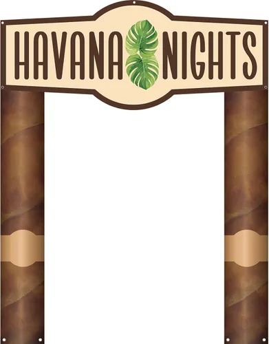 Miniatura 18 de Peryiter 3 piezas de decoración de fiesta temática de noche de La Habana, cartel de bienvenida para porche con cinta para campamento de verano