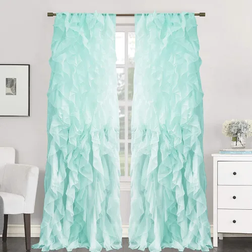 Miniatura 4 de Sweet Home Collection Paquete de 2 Paneles de Ventana Cortinas de Gasa Transparente con Volantes Verticales en Cascada Gris