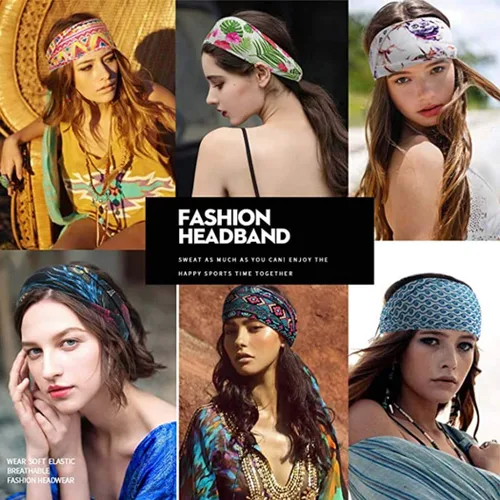 Miniatura 7 de GORTIN Diademas anchas bohemias para mujer, teñido anudado, banda gruesa antideslizante para el cabello, accesorios para el cabello, paquete de 3