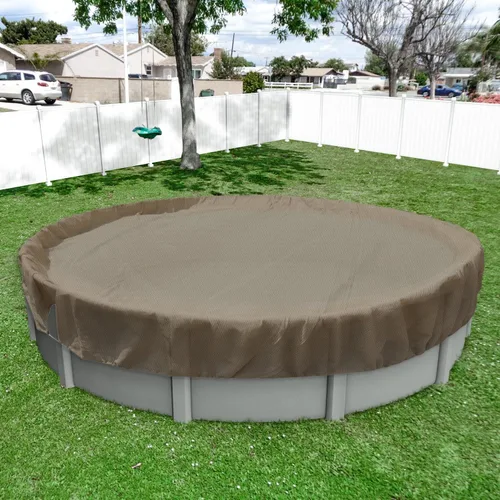 Miniatura 15 de Windscreen4less Cubierta de seguridad redonda de invierno para piscina de 14 pies con cable de alambre a lo largo de los bordes, cabrestante