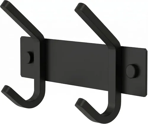 Perchero de Abrigos Pequeño Negro Mate para Pared – Riel de Ganchos de Acero Inoxidable de 6 Pulgadas con 2 Ganchos Dobles para Abrigos –