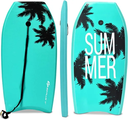 Miniatura 9 de Goplus Tabla de cuerpo ligera de 41/37/33 pulgadas para playa, tabla de surf con núcleo EPS, cubierta XPE, parte inferior lisa de HDPE, correa