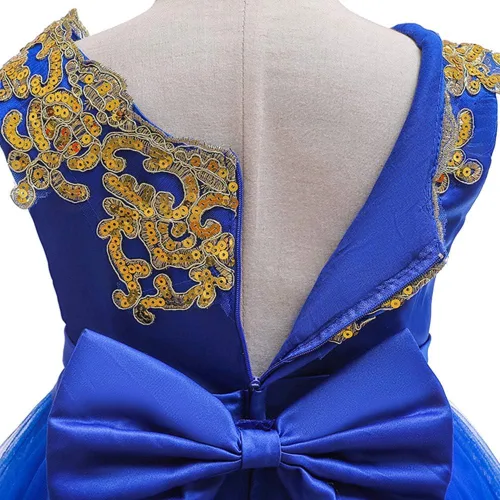 Miniatura 6 de Vestido tutú de encaje con lentejuelas y lazo para niñas, para bautizo, comunión, fiesta de cumpleaños, boda
