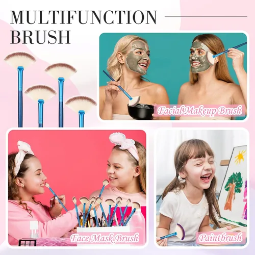 Miniatura 4 de Ziliny 12 piezas de cepillo facial suave para colorete, cepillo de maquillaje, aplicador de ácido, herramientas cosméticas multiuso para máscara