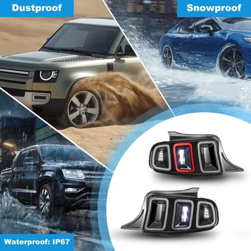 Miniatura 7 de CPW Conjunto de luces traseras para Ford Mustang 2010 2011 2012 2013 2014, repuesto de lámparas de freno traseras completamente funcionales, 1 par