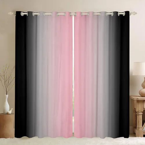 Miniatura 27 de jejeloiu Cortinas rojas y negras para dormitorio (2 paneles, 38 x 45 pulgadas) con líneas geométricas de rayas 30% a 50% cortinas opacas para niños