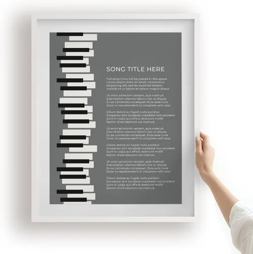 Miniatura 26 de Piano Keys Custom Songs Lyric Wall Art Print, Personalized Music Poster For Gallery Wall (Blue 11x14" Unframed Print)