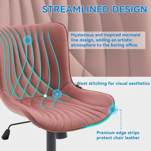Miniatura 6 de YOUNIKE Silla de oficina, silla de escritorio sin brazos con ruedas, sillas giratorias ajustables para tareas de computadora de oficina en casa