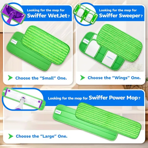 Miniatura 3 de Paquete de 2 almohadillas de microfibra reutilizables, compatibles con Swiffer Sweeper, paños lavables a máquina, repuestos para limpieza de todos