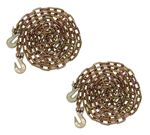 Miniatura 10 de Mytee Products Paquete de 4 cadenas de 3/8 pulgadas x 6 pies de grado 70 con ganchos de agarre de horquilla, cadena de remolque de transporte G70, 4