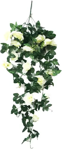 Miniatura 6 de Flores artificiales colgantes de vid de 31.5 pulgadas, planta colgante falsa, flores de rosas de seda, flor sintética para jardín al aire libre