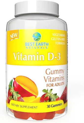Best Earth Naturals Gomitas de vitamina D para adultos, deliciosas, vegetarianas, sin gluten, vitaminas D-3 gomosas para hombres y mujeres