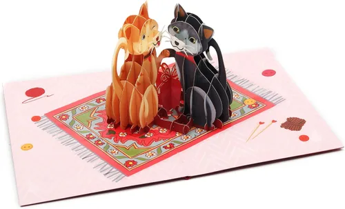 Miniatura 4 de Liif Love Cats Tarjeta de felicitación 3D para el día de San Valentín, tarjeta de cumpleaños de gato feliz, aniversario, pensando en ti, solo porque