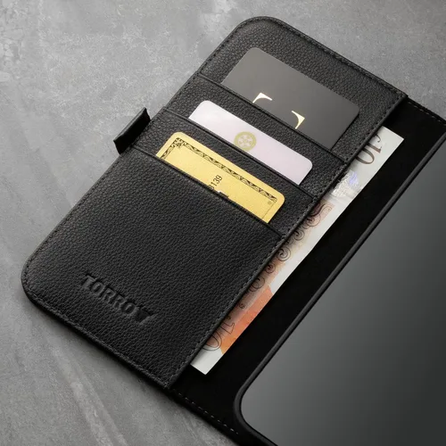 Miniatura 4 de TORRO Funda compatible con iPhone 13 Pro Max – Funda de piel premium tipo cartera con soporte y ranuras para tarjetas (negro)