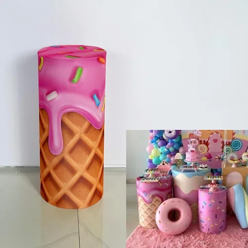 Miniatura 2 de Fundas de mesa cilíndricas con forma de dona rosquilla para dulces helados, dulces, fiestas, decoración de pedestal, baby shower, niñas, fiesta